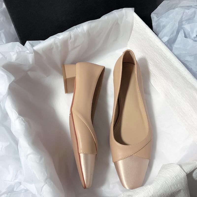 Fashion Women Heeled Shoes Mid Heels Rubber Sole Zapatos Mujer Elegant Ladies Spring Summer Autumn Shallow Outdoor Mary Jane