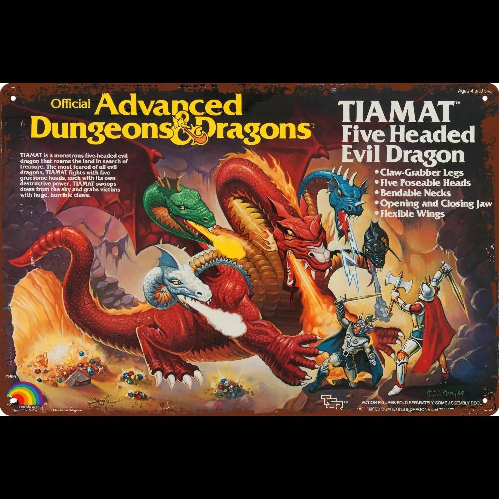 Vintage Dungeons Dragons Tiamat Dragon Metal Tin Sign x Retro Man Cave Wall Decor Art Perfect for Home Decor Gifts