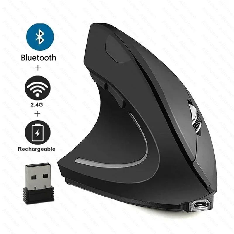 2.4G Vertikální Bezdrátová Bluetooth 5.0 Myš Ergonomická Dobíjecí Myš RGB 1600 DPI Tichá Myš pro PC Laptop Stolní počítač