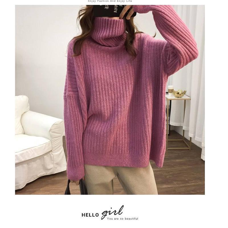 Autunno Inverno Donne Slim Maglione maglia Tops alto collo lungo caldo  Baggy Chunky Pullovers Outovers Outover acquista in modo economico —  spedizione gratuita, recensioni reali con foto — Joom