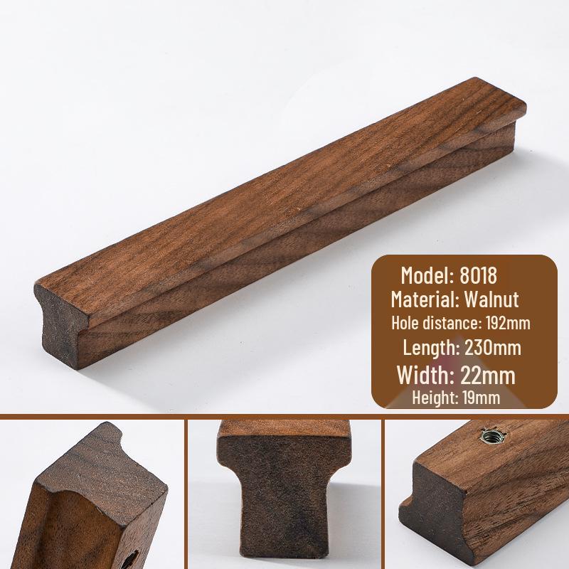 Maniglia per armadio minimalista giapponese in legno massello con impugnatura in noce