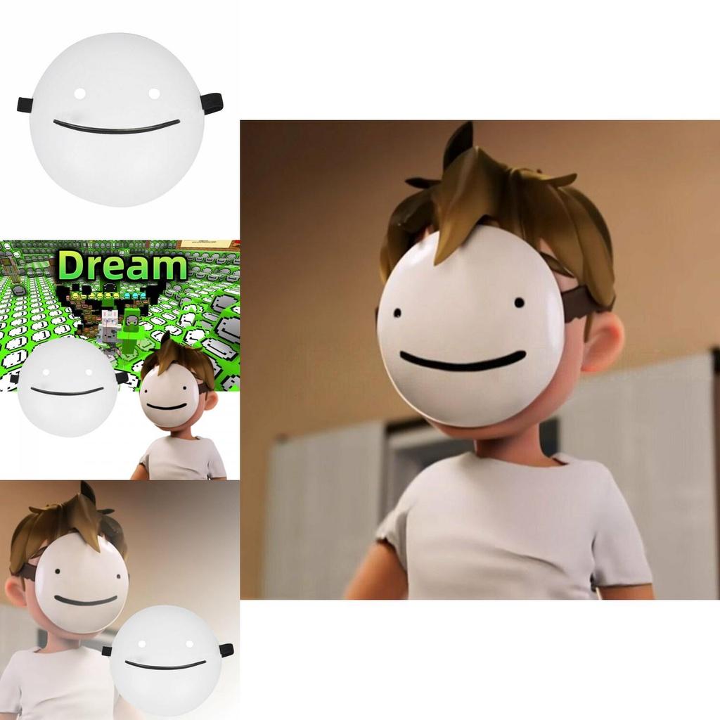 Mască Minecraft Dream Smp Halloween Zâmbet Alb- Material PVC Perfectă Pentru Cosplay Și Sărbători