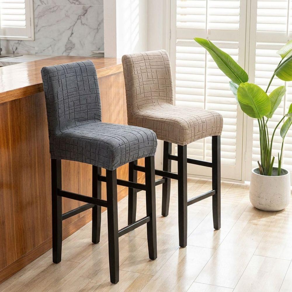 Removable Short Back Chair Covers Elastic Bar Stool Covers Chair Cushion Cover Dining Room