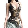 Spice Girl Style Retro Leopard Print Chest Cross Beautiful Back Hollow and Thin Suspenders European and American Fashion Versatile Slim Small Vest