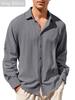 Spring Summer Men's Cotton Linen Shirt Long Sleeve Solid Color Casual Vacation Beach Lightweight Cozy Shirt