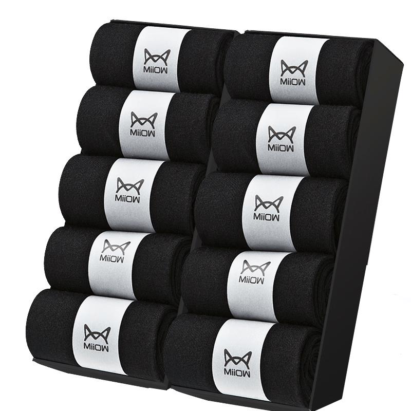 Miiow Men s 10-Pack 100% Cotton Mid-Calf Business Socks One Size