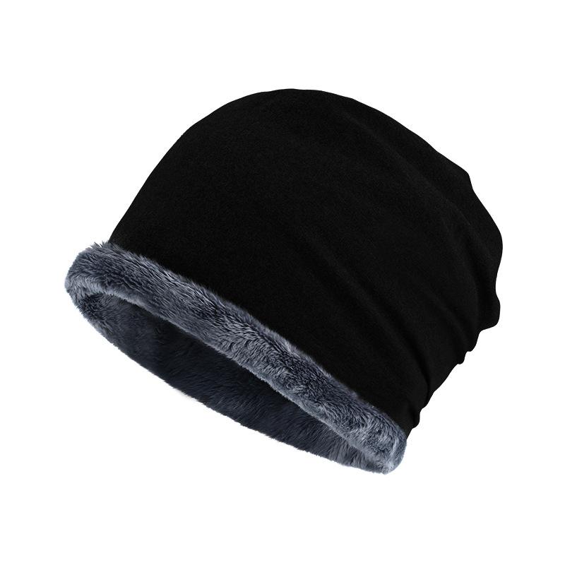 

Зимняя бархатная шапка-пуловер из чистого хлопка, мужская ветрозащитная теплая шапка-шарф-маска, интегрированная шапка-бини, женская уличная универсальная зимняя шапка чёрный
