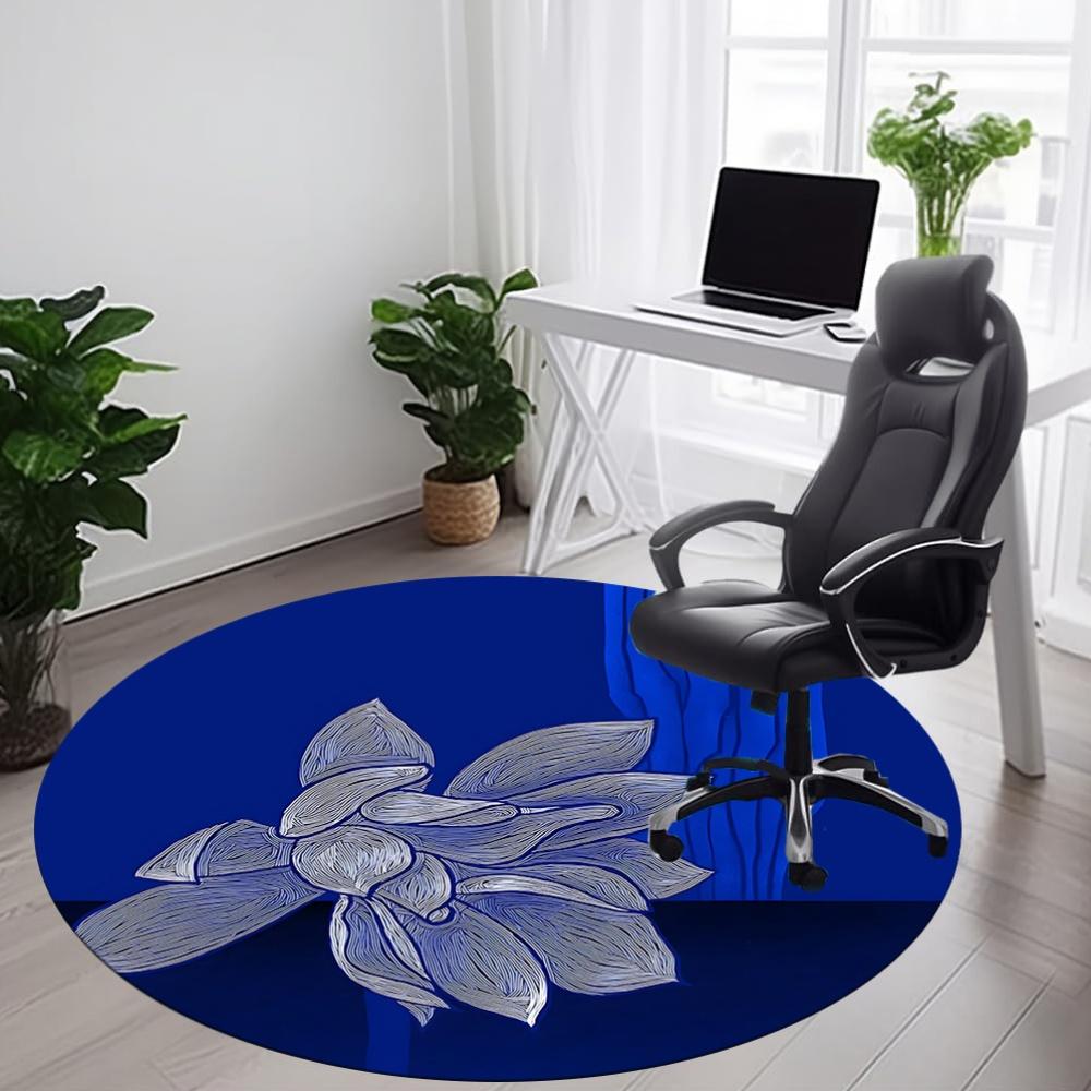 1pc Floral Design Office Round Area Rug, Mat Suitable For Office, Under Office Chairs Bedroom Living Room Home Decor, Room Deco