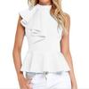 Women's Fashion Summer Round Neck Irregular Ruffled Slim Sleeveless Solid Top For Effortless Style