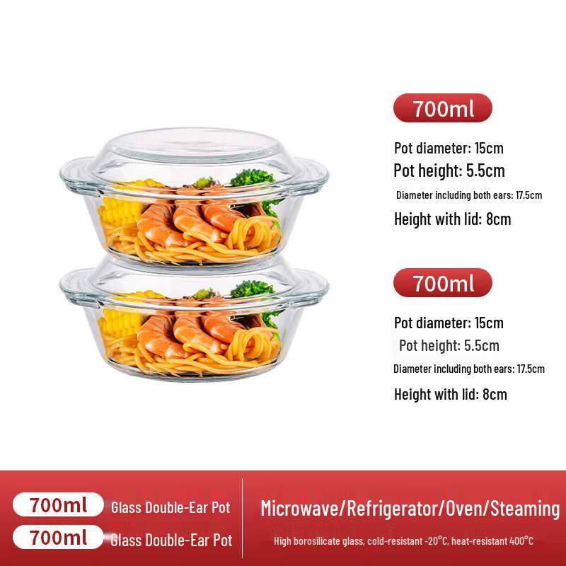 Heat-Resistant Glass Salad & Noodle Bowl with Lid