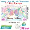 1Pcs Happy Birthday Pink Butterfly Rainbow Flowers Decoration Background Birthday Backdrop Decorations For Photo Studio Booth Party