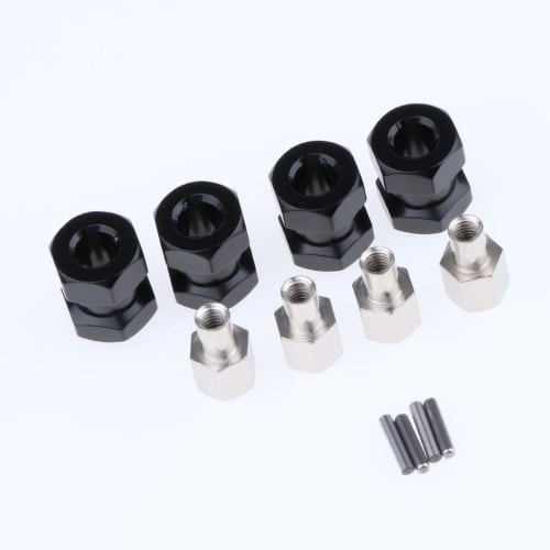 P Prettyia 12mm Hex Hub Extension Adapter Combiner for RC Crawlers, Black, 15mm Length