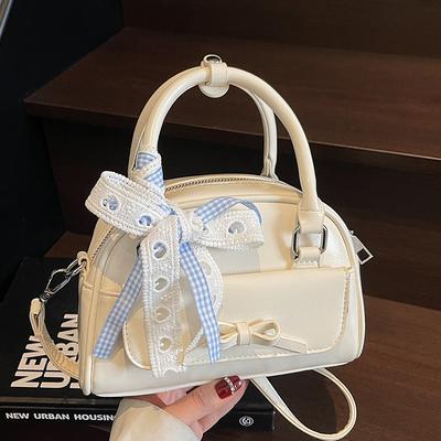 Spring and Summer New Niche Fashion Korean Sweet Style Portable Boston Bag Casual Versatile High Sense Messenger Women's Bag