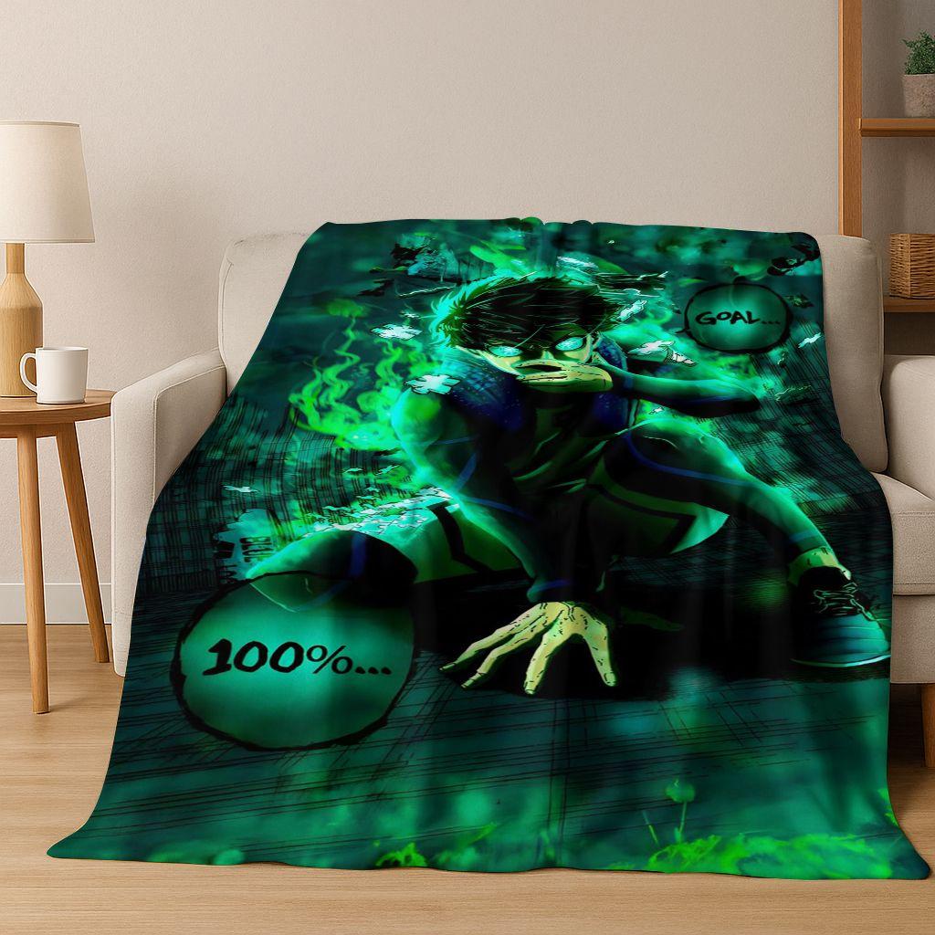 Cartoon BLUE LOCK Football Anime Isagi 3D Flannel Blanket,Warm and Cozy Soft Throw Blanket for Home Bedroom Bed Sofa Cover Kids