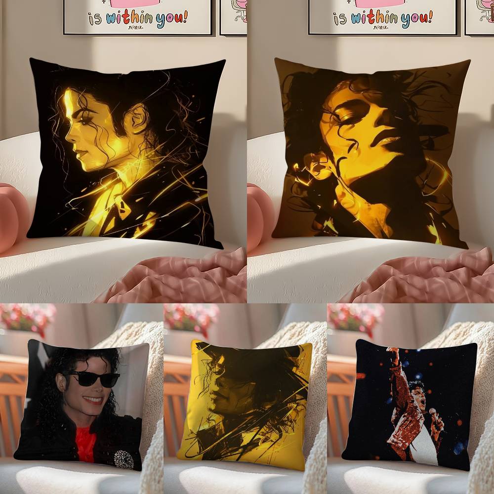 The King of Pop Michael Jackson-A Pillow Case Anti-dustmite Pillowcase Invisible Zipper Silky Short Plush Sofa Cushion Cover