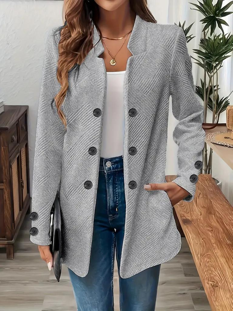 Autumn and winter women's clothing new fashion three-grain double-button jacket top suit