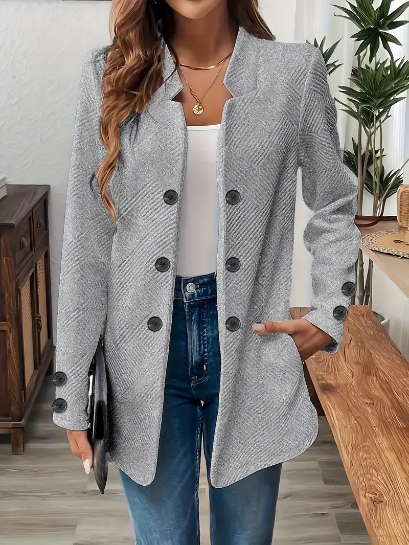 

Autumn and winter women s clothing new fashion three-grain double-button jacket top suit S