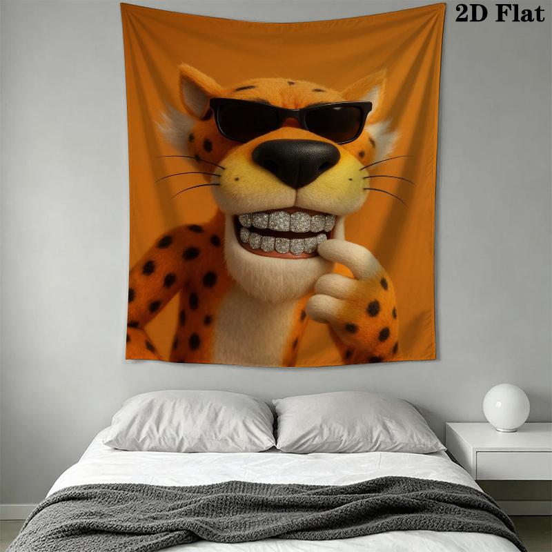 Chester Cheetah Wall Tapestry Aesthetic Wall Hanging Printed Fabric Blanket Decorative Tapestries for Bedroom Living Room Home Decor