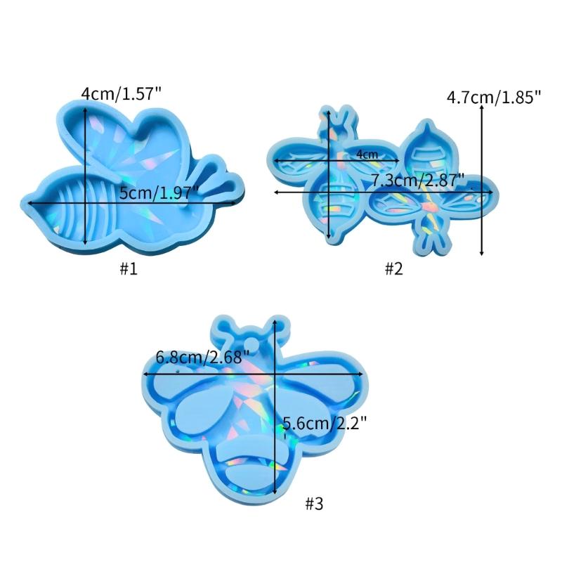 Animal Resin Mold Holographic Cute Bee Silicone Mold Rainbow-Light Effect Keychain Pendant Mold Epoxy Casting Craft