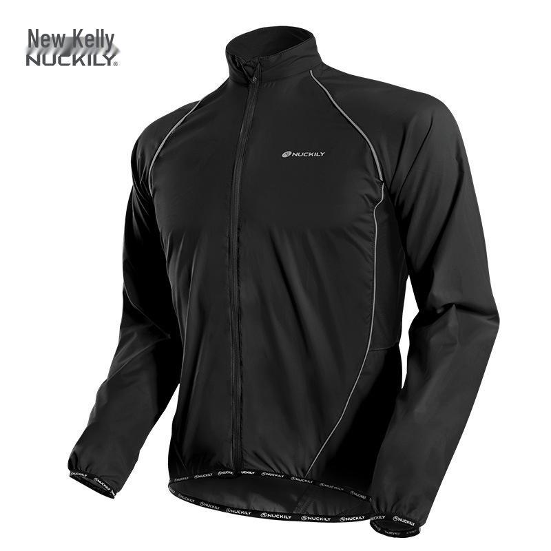 

NUCKILY Windbreaker Long Sleeve Cycling Jersey with Sun Protection for Men & Women XL чёрный