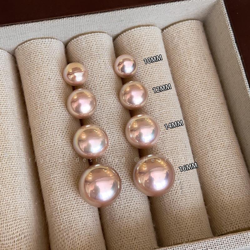 Cherry Blossom Pink Steamed Bread Pearl Stud Earrings Shijia Temperament Advanced Sense S Silver Needle Earrings Korean Temperament Versatile Earrings