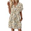 Short Sleeve Women's Dress Casual Dresses With Pockets V Neck Vocation Boho Beach Sundress