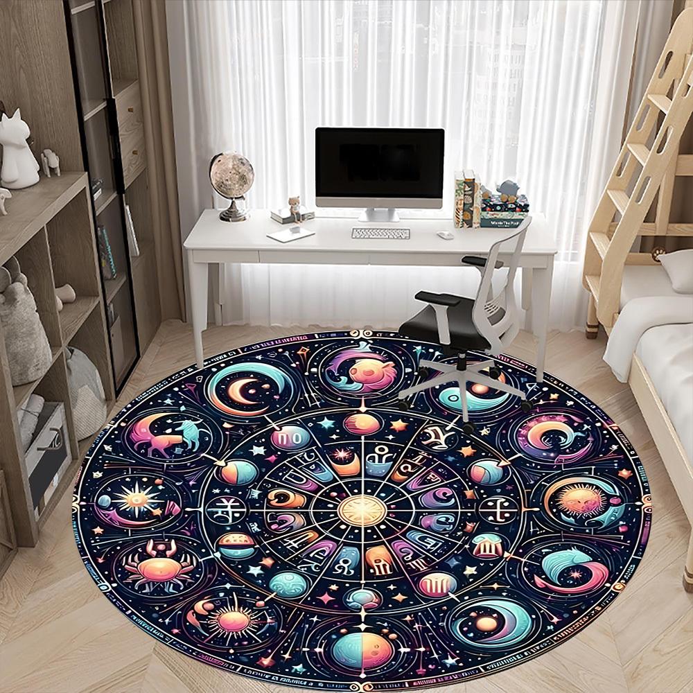 1pc Astrology Wheel Chair Carpet for Office, Soft Comfortable Mat For Office, Living Room, Bedroom, Machine Washable Carpet yy251112048