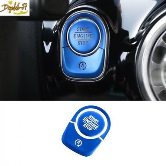 Fit For Benz GLA - Ignition Switch Start Button Blue Aluminum Frame Trim