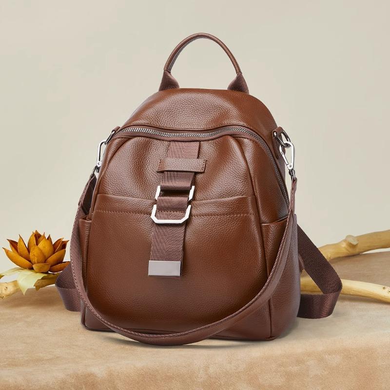 Luxury Cowhide Leather Backpack Women's Convertible Shoulder Bag
