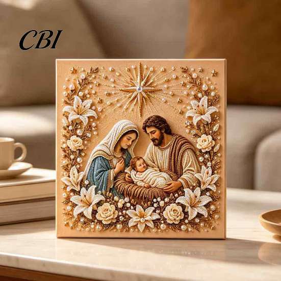 Ostern Religiöses Geschenk Heilige Familie Gemälde DIY-Kit, Kunst mit Kunstperlen Weihnachten Katholisch für Frauen Bastelset Erwachsene, Heimwanddekoration Handgemacht Spirituell