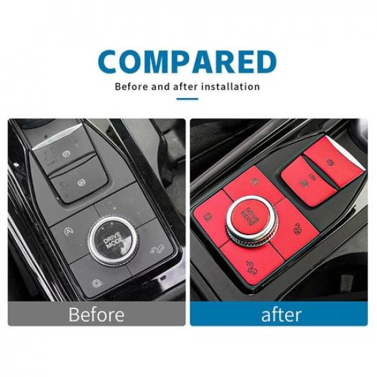 7x Center Console Button Cap Cover Trim Red Aluminum For Ford Explorer -