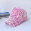 Shiny Sequins Breathable Net Stitching Extended Brim Baseball Hat Sunscreen Bright Color Stage Sun Hat Fashion Accessories