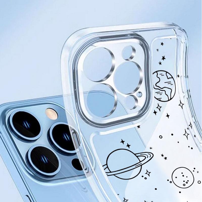 Aircraft Route Print Soft Silicone Case For iPhone 16 Pro Max 15 Pro 14 Plus 13 12 11 XS Astronaut Planet Shockproof Clear Phone Cover