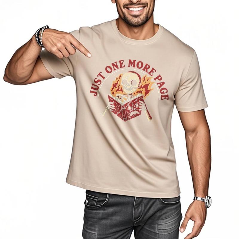Casual summer For him t shirt Skeleton Reading Book With Flames Short Sleeve Workout O Neck tees men cotton tshirt male tops