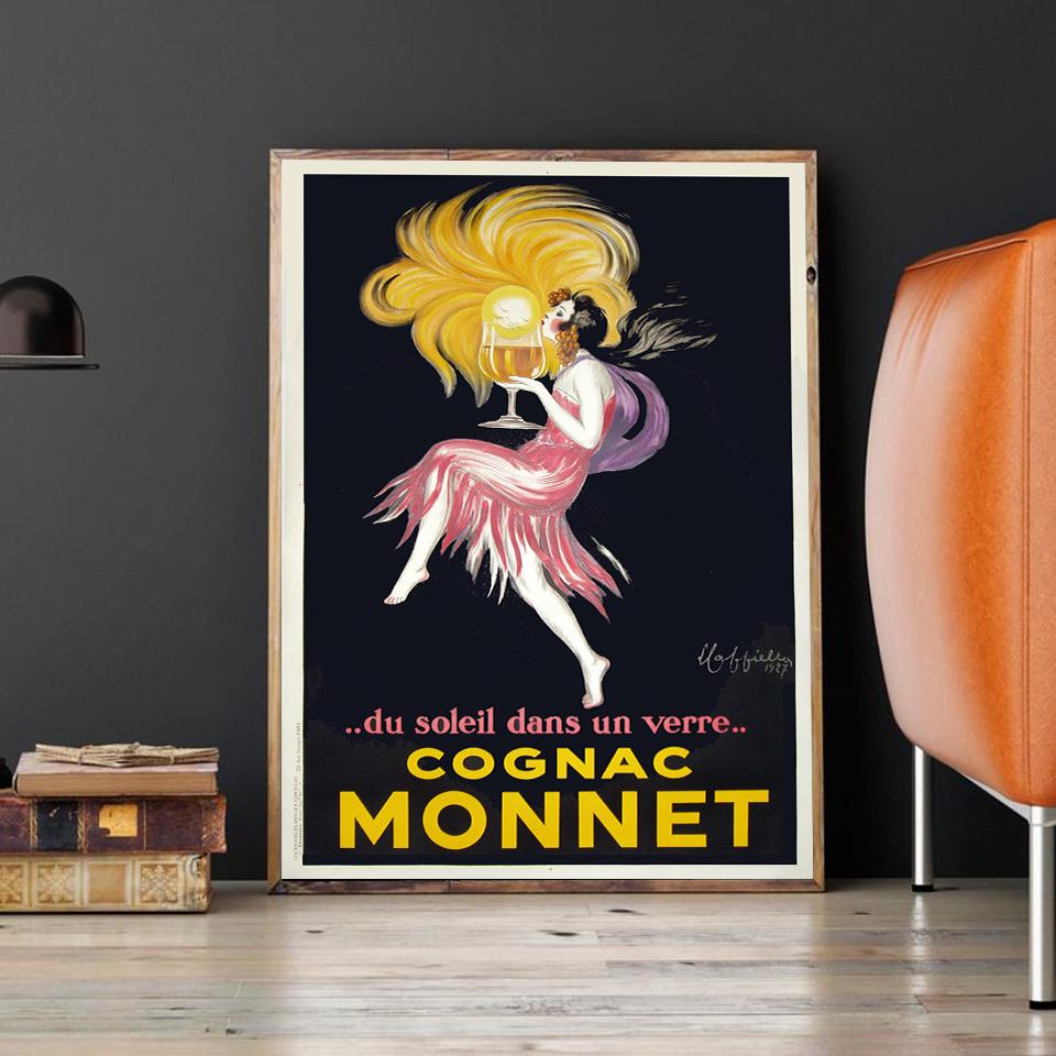 Cognac Monnet Print Vintage French Drinks Advert Canvas Painting Posters And Prints On The Wall Retro Decorative Home Decoration