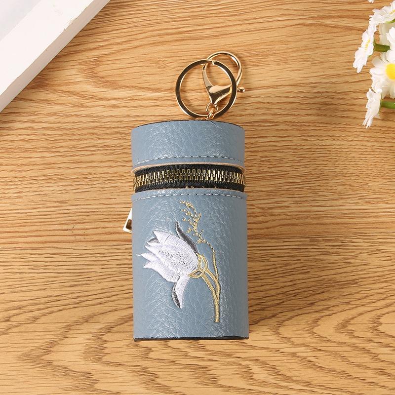 New embroidered lychee pattern lipstick bag change bag keychain girls pendant earphone bag mouth red envelope