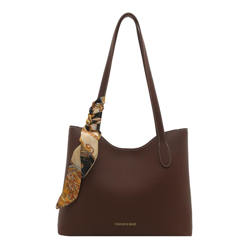 Silk Scarf Bag For Women Summer Large Pu Fashionable Shoulder Handbag With Zipper For Daily Use
