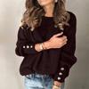Women's Fashion Solid Color Pullover Round Neck Warm Long Sleeve Sweater
