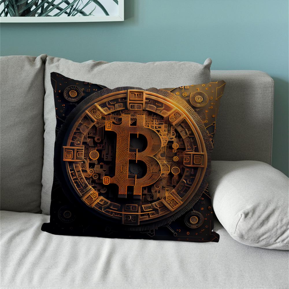 Bitcoin Krypto Kryptowährung Btc Kissenbezug Sofa Wohnzimmer Schlafzimmer Kopfteil Rückenlehne Kissen Quadratisches Kissen Nickerchenzeit