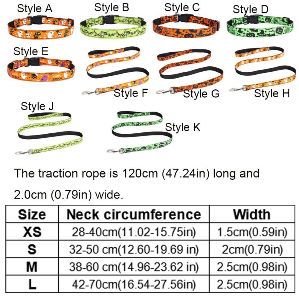 Adjustable Pet Pumpkin Skull Collar Quick Release Dog Traction Rope  for Dogs Cats