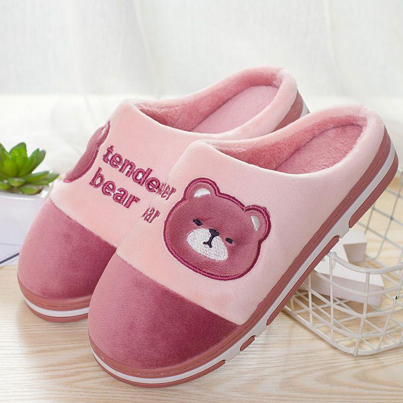 Cotton Slippers Autumn and Winter Thick-bottomed Large-size Home Indoor Warm Soft-bottomed Plush Slippers