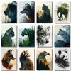 Animal and Forest Poster Eagle Wolf Tiger Lion Cat Panda Fox Tree Canvas for Living Room Home Decor Wall Art Mural