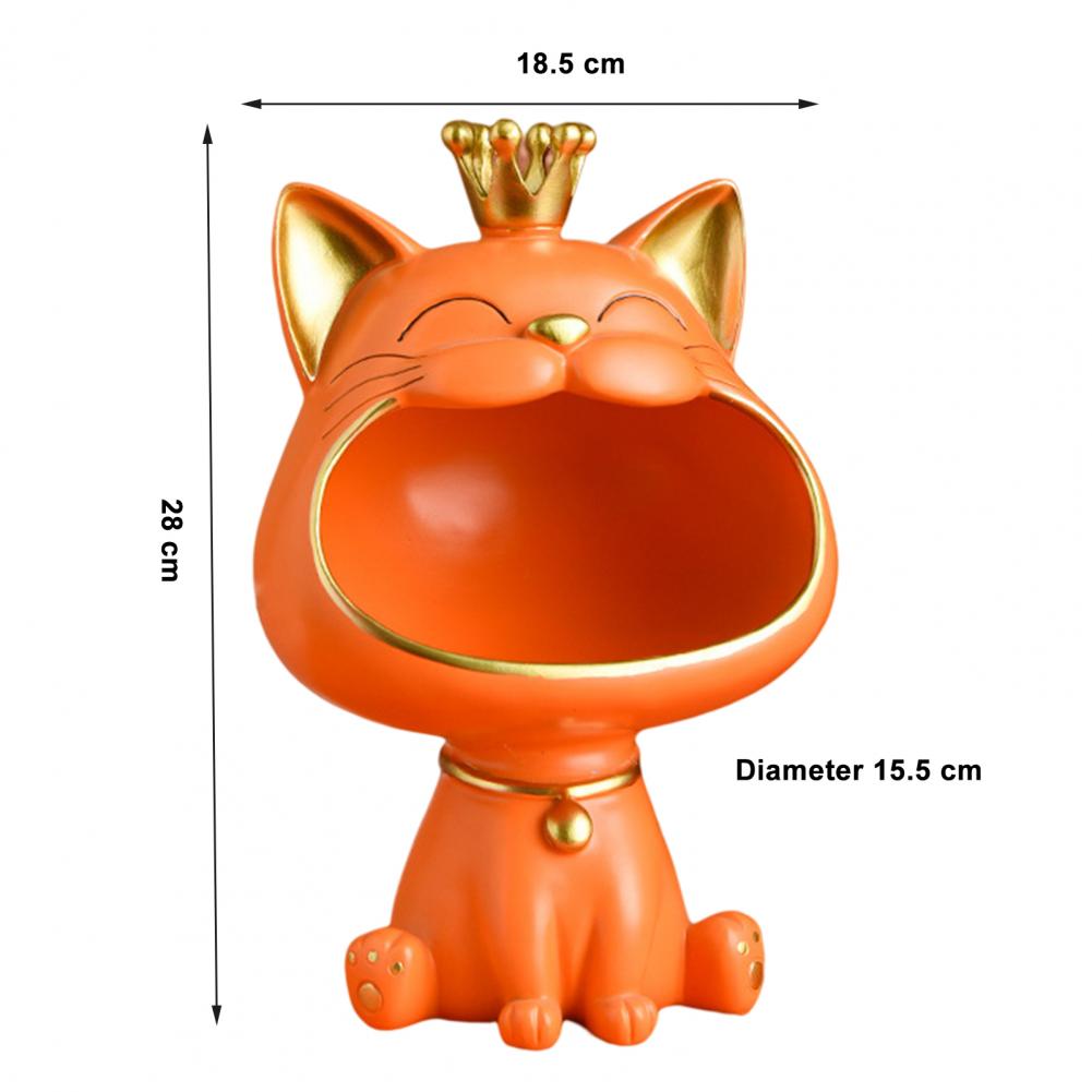Glückskatze Ornament Bonbonbox Aufbewahrung Große Kapazität Dekor Kunstharz Niedliche lachende Kätzchenfigur Statue Veranda Heimdeko