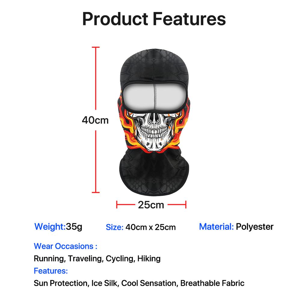Balaclava Helmet, Animal Skull Pattern Sun UV Protection Face Mask, Lightweight Breathable Neck Gaiter for Motorcycle Cycling