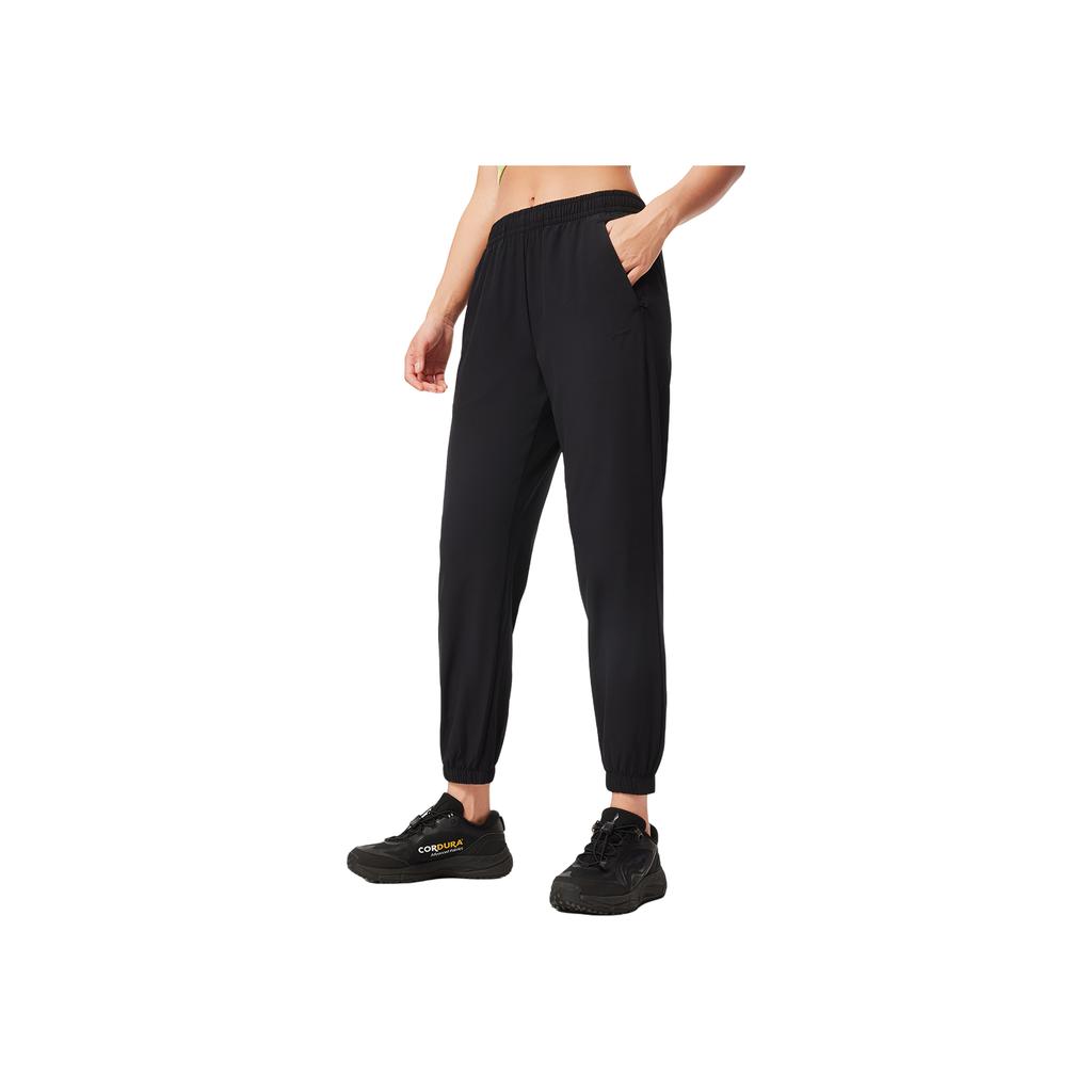 Li Ning Fitness Series Solid Color Simple Versatile Comfortable Knitted Sports Pants Women Bottoms Black AYKV094-1