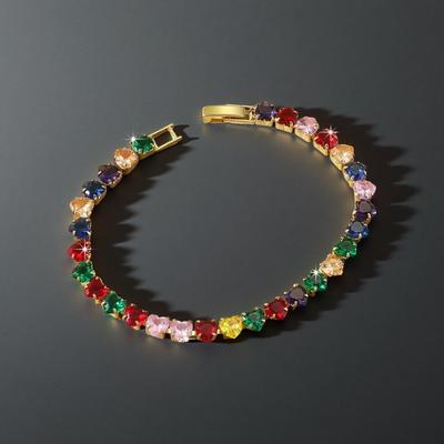 Dopamin Farbe Kristall Bonbon Zirkon Tennisarmband für Damen