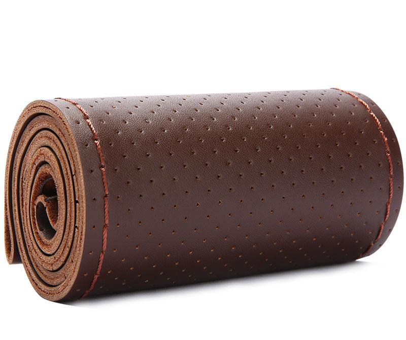 

Leather Hand Sewing Steering Wheel Cover Genuine Cowhide Leather with Needles Thread Universal Braid Steering Wheel Cover