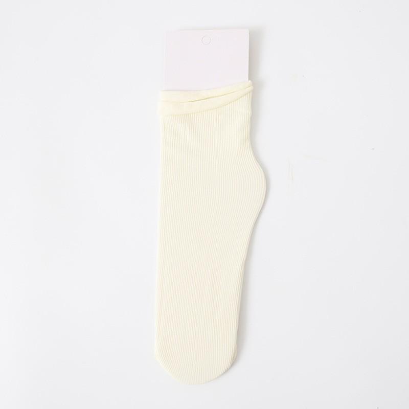 Women's Mid-Calf Ice Socks: Non-Slip, Japanese Style, Pure White for Summer, Spring, and Autumn. Trendy Street Style Over-the-Knee Design.