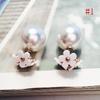 1 Pairs Fashion simulated pearl ball Earrings flower hiphop two side Jewelry Double side Stud Earring
