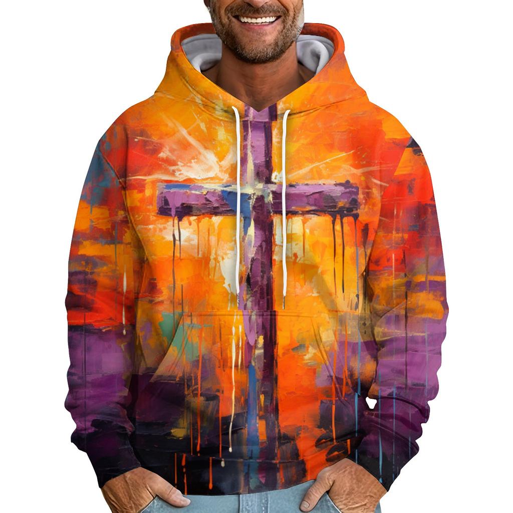 Sweat-shirt à capuche imprimé ample pour hommes, sweat-shirt de sport décontracté à la mode